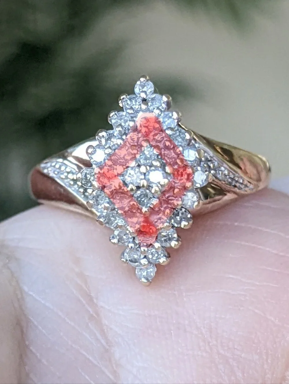 Antique 10K Gold Diamond Cluster Ring - Picture 16 of 16